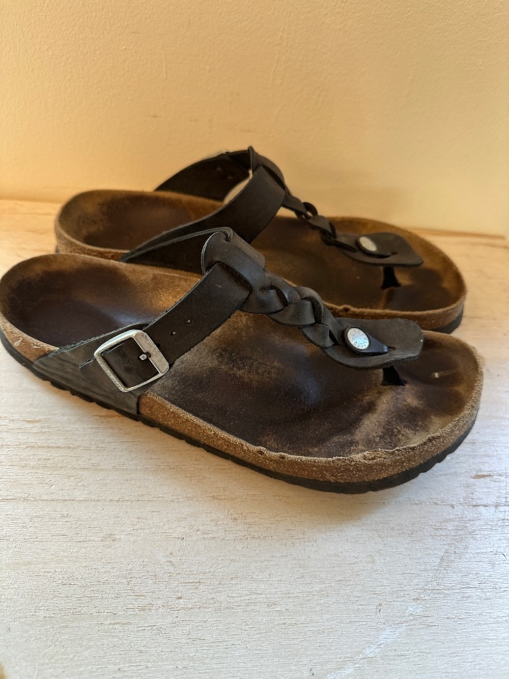Birkenstock Black Braided Leather Sandals